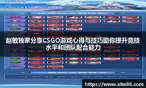 赵敏独家分享CSGO游戏心得与技巧助你提升竞技水平和团队配合能力