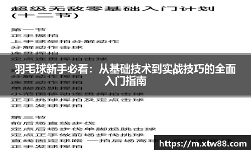 羽毛球新手必看：从基础技术到实战技巧的全面入门指南