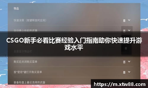 CSGO新手必看比赛经验入门指南助你快速提升游戏水平