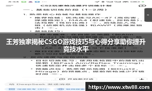 王芳独家揭秘CSGO游戏技巧与心得分享助你提升竞技水平